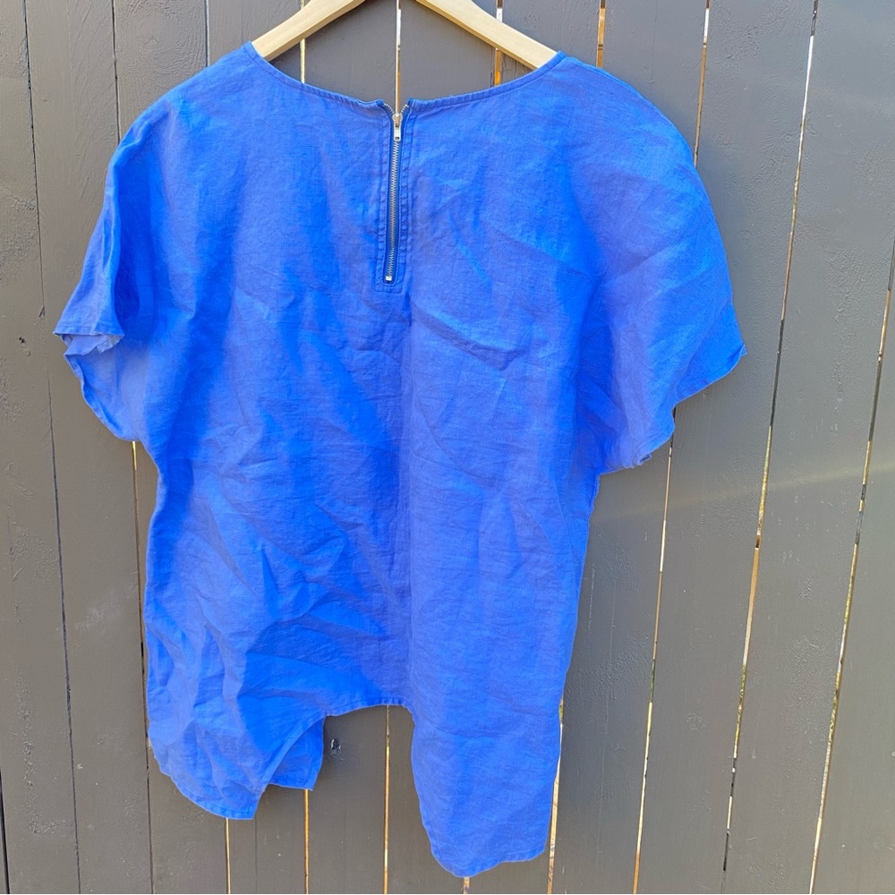 •Erin London periwinkle blue linen top• - Picture 3 of 6